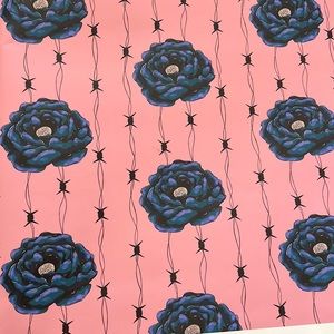 Spoonflower Peel and stick removable wallpaper. Peony and barbed wire